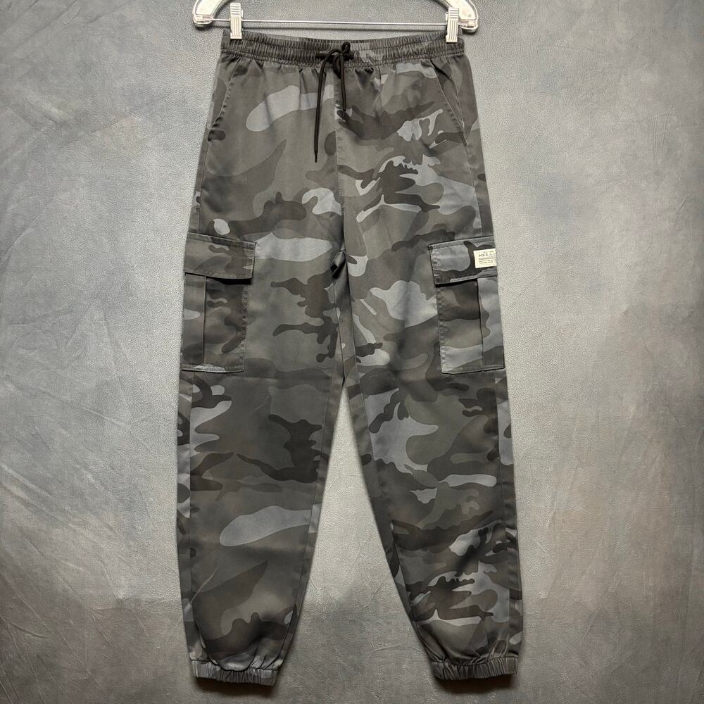 HKS Camo Cargo Jogger Pants XS Gray Black Streetwear Utility Military Skater